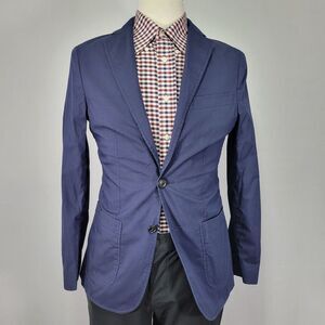 Crosby Howard REDA Men's Sport Coat Blazer Two Button Navy Blue‎ Cotton SMALL